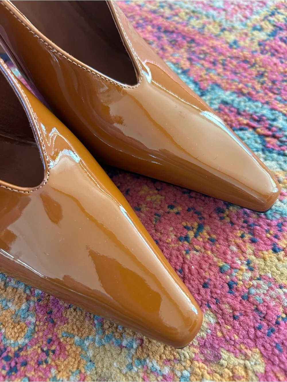 Jeffrey Campbell | Women's Caramel Patent Leather Slingback Alimony Pumps Sz 7.5